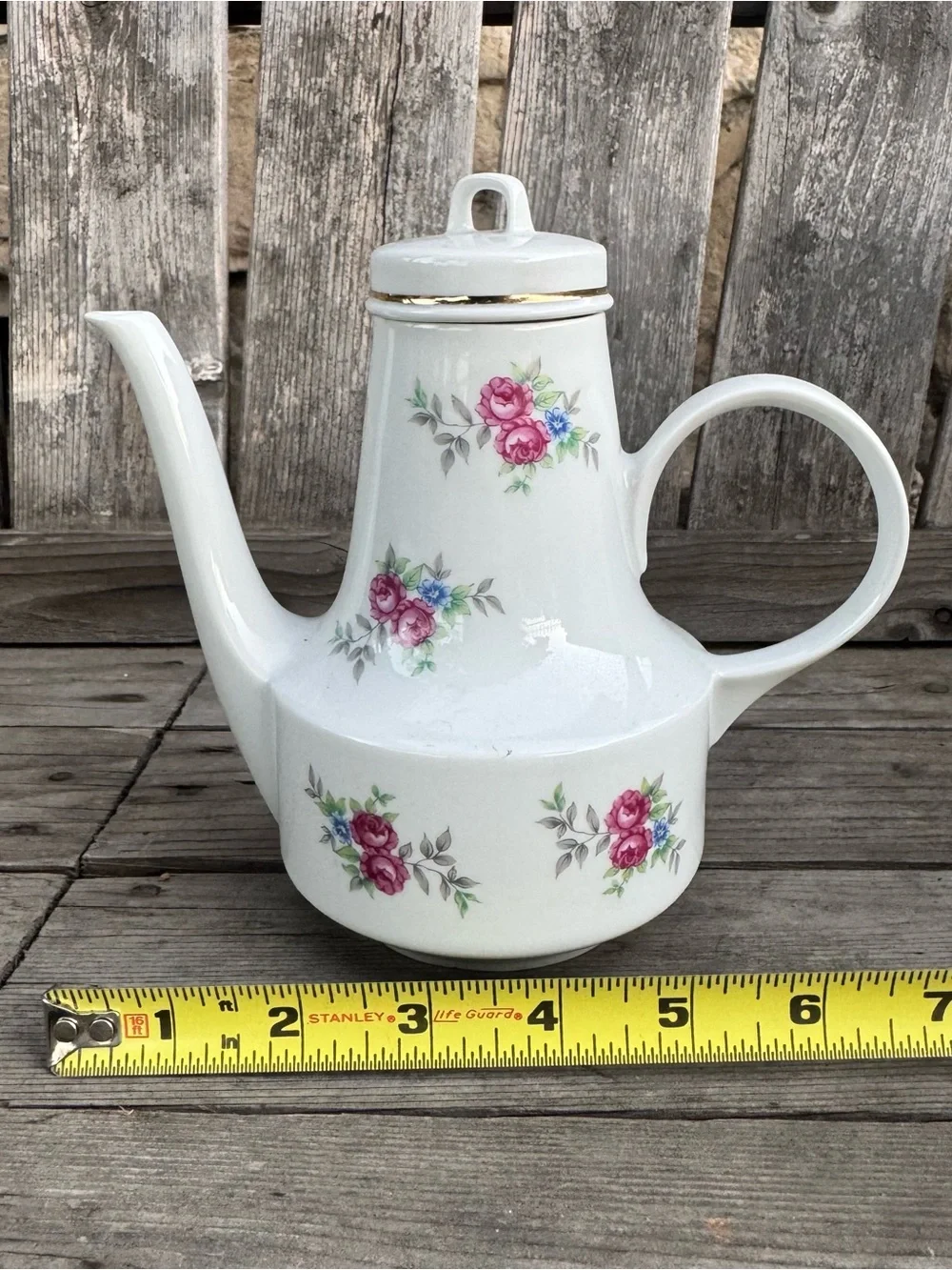 Henneberg Porzellan 1777 Germany Pink Rose Vintage Teapot / Coffee Server